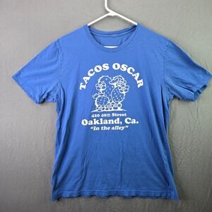 Tacos Oscar Oakland Graphic T-Shirt Mens XL Blue Good Condition Cactus Alley